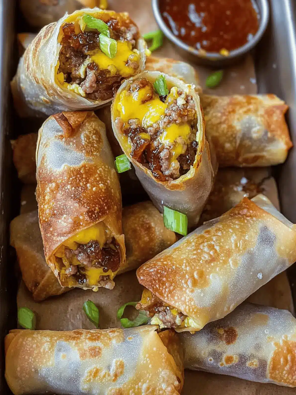 Bacon Jam Cheeseburger Egg Rolls