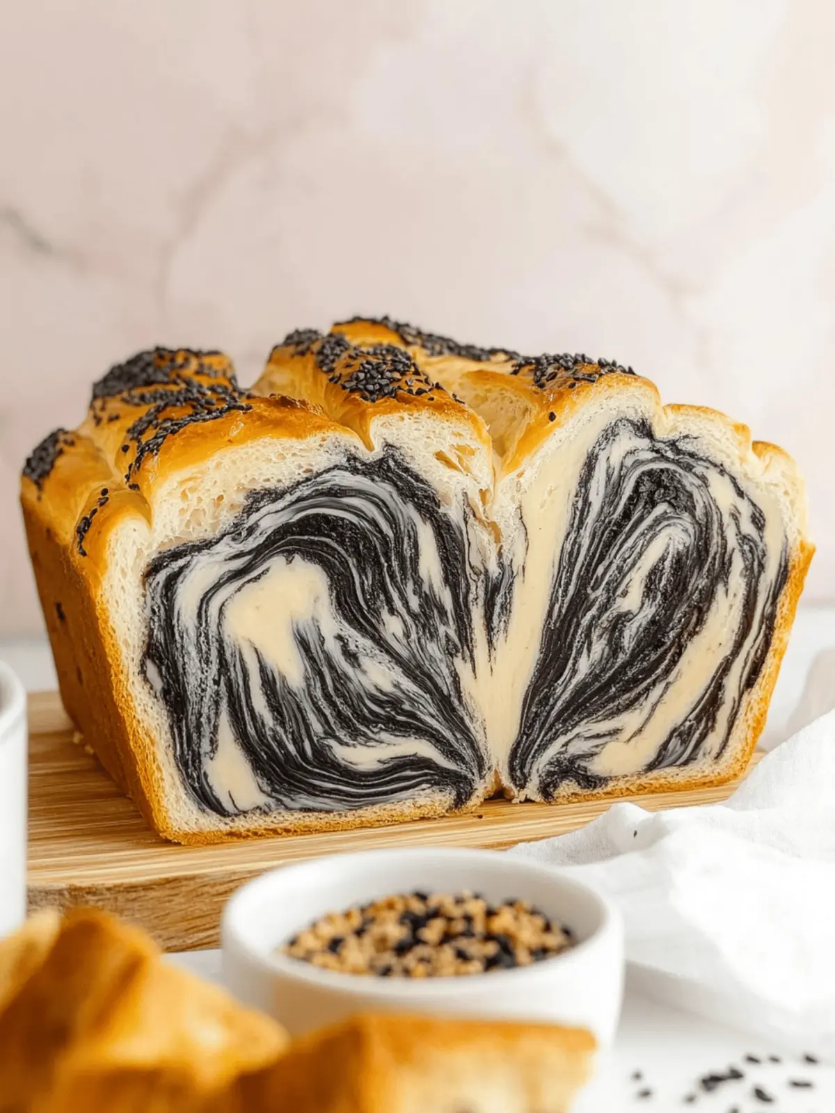 Black Sesame Marble Milk Bread