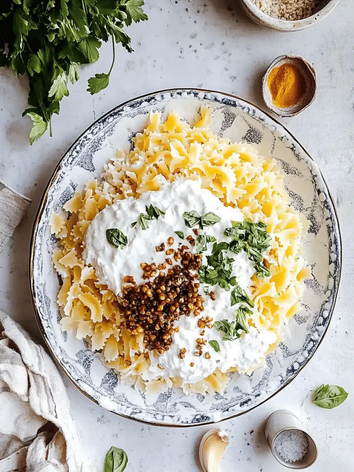 Arabic Pasta with Easy Yogurt Sauce