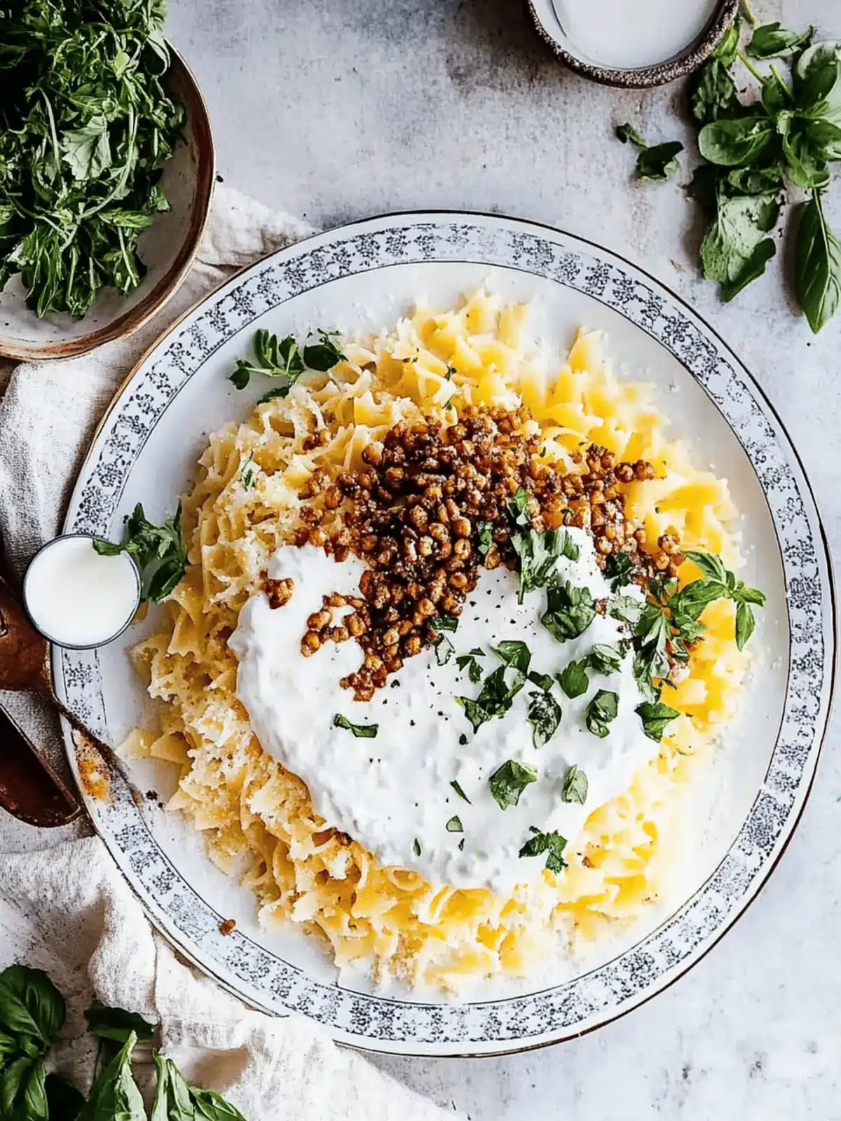 Arabic Pasta with Easy Yogurt Sauce