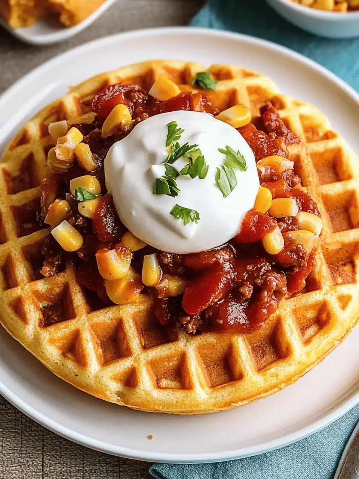 Cornbread Waffles with Chili