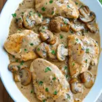 Chicken and Mushroom Skillet in a Creamy Asiago and Mustard Sauce
