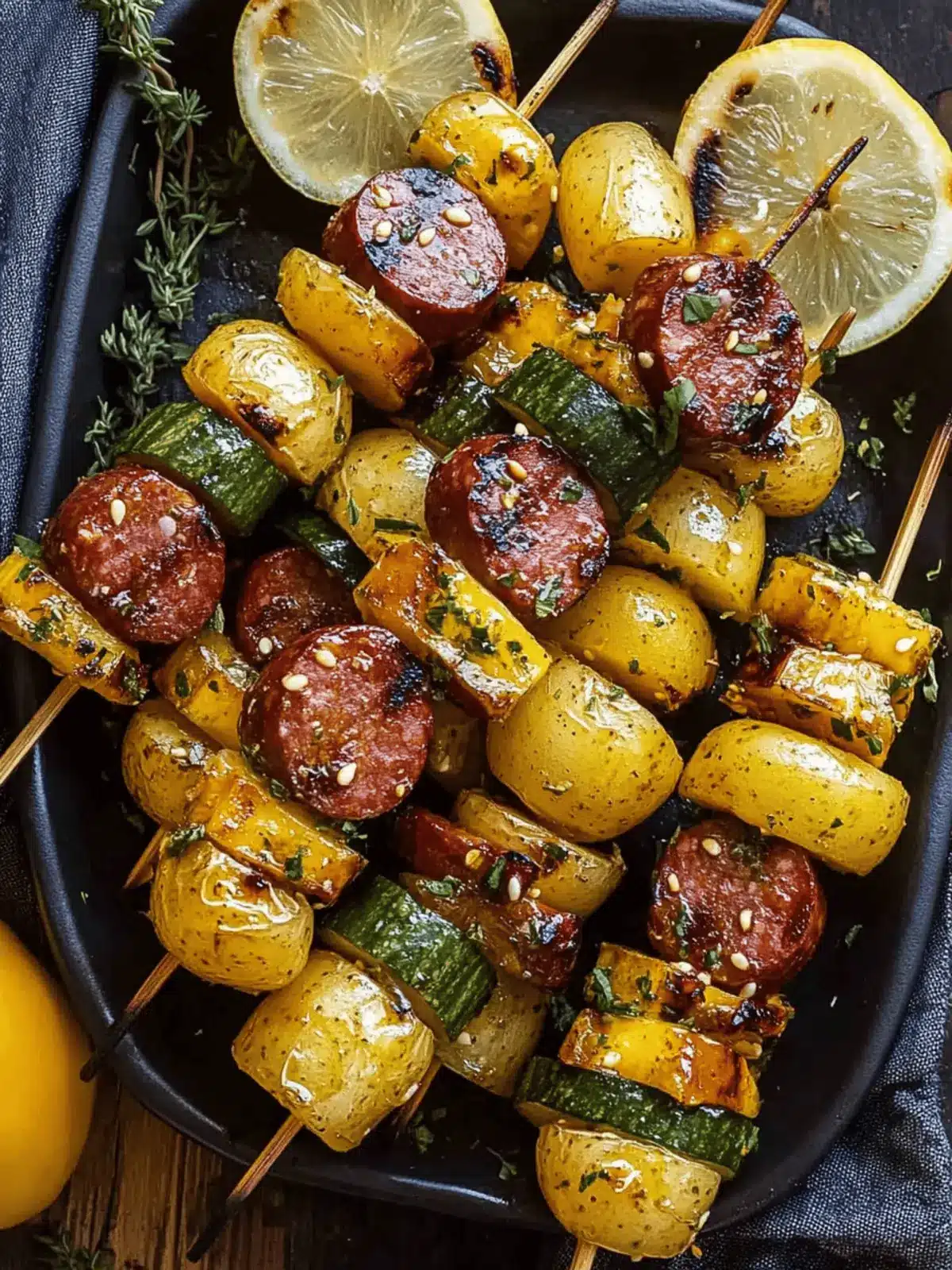 Cowboy Butter Kielbasa and Potato Skewers