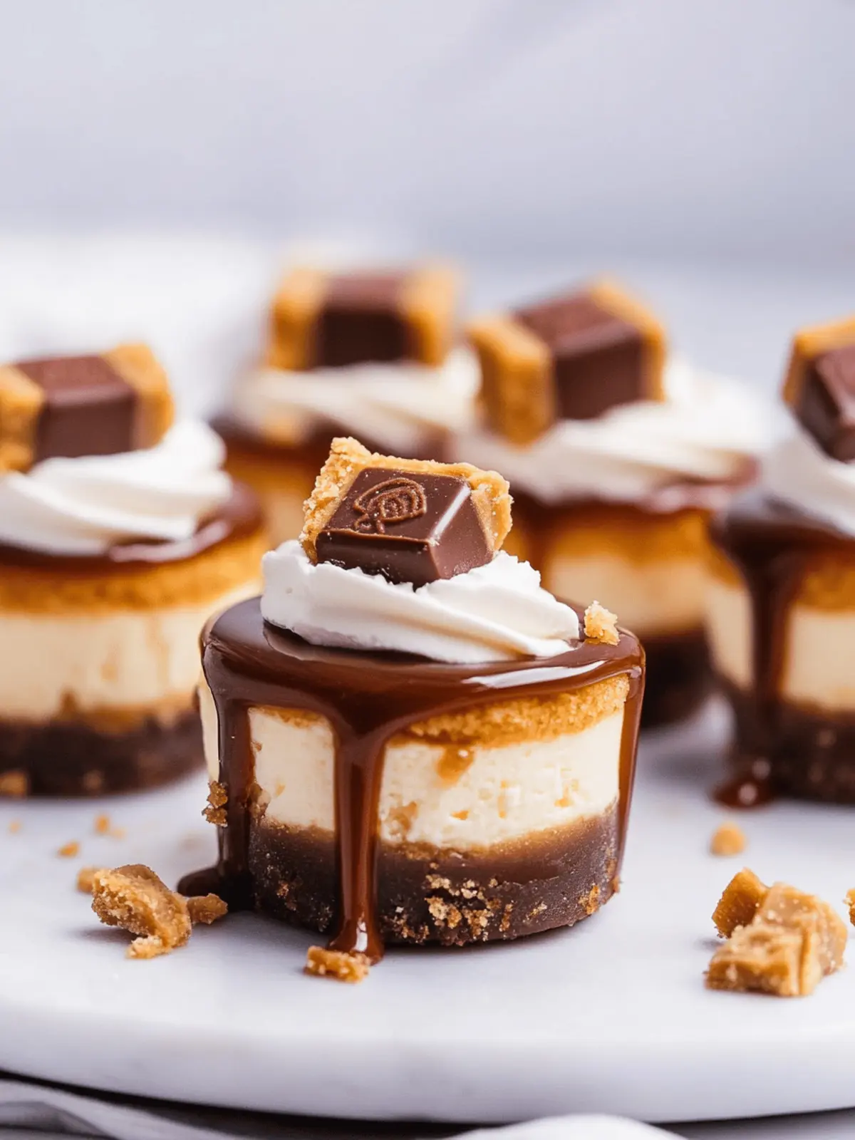 Mini Twix Cheesecakes: Irresistibly Easy No-Bake Delight 4 Mini Twix Cheesecakes