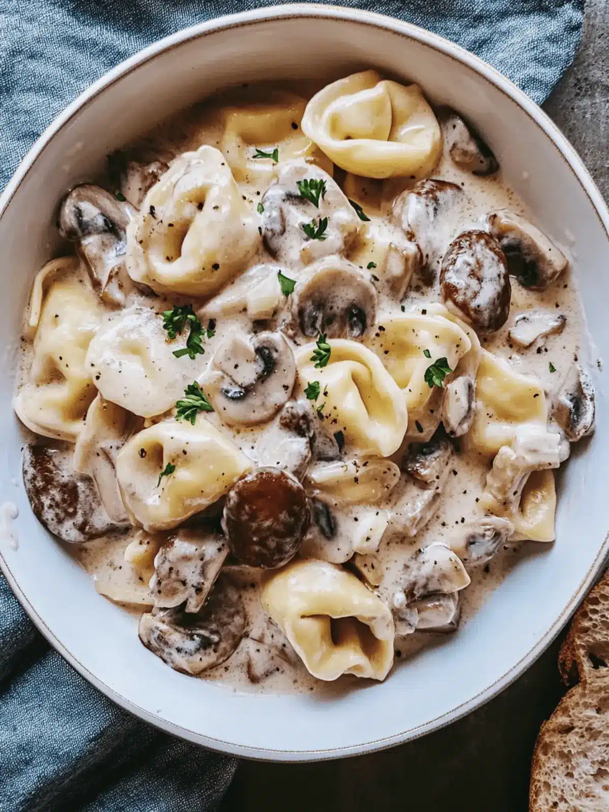 Creamy Mushroom Tortellini Alfredo