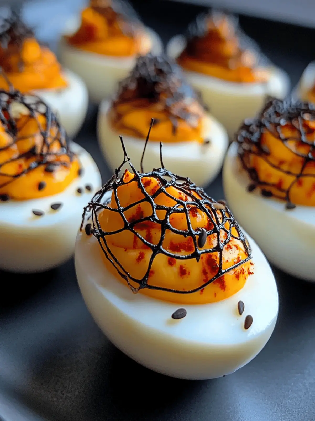 Spooky Spiderweb Deviled Eggs