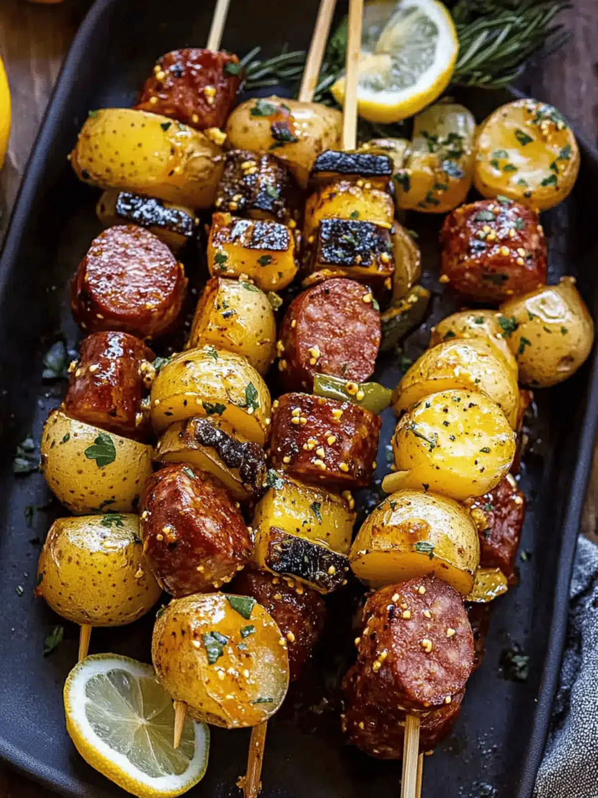 Cowboy Butter Kielbasa and Potato Skewers