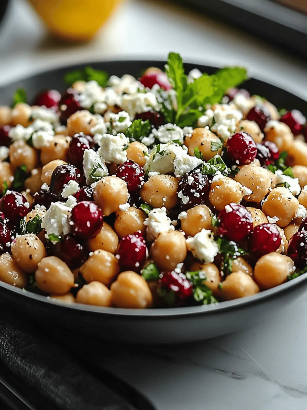 Feta & Cranberry Chickpeas with Lemon Vinaigrette