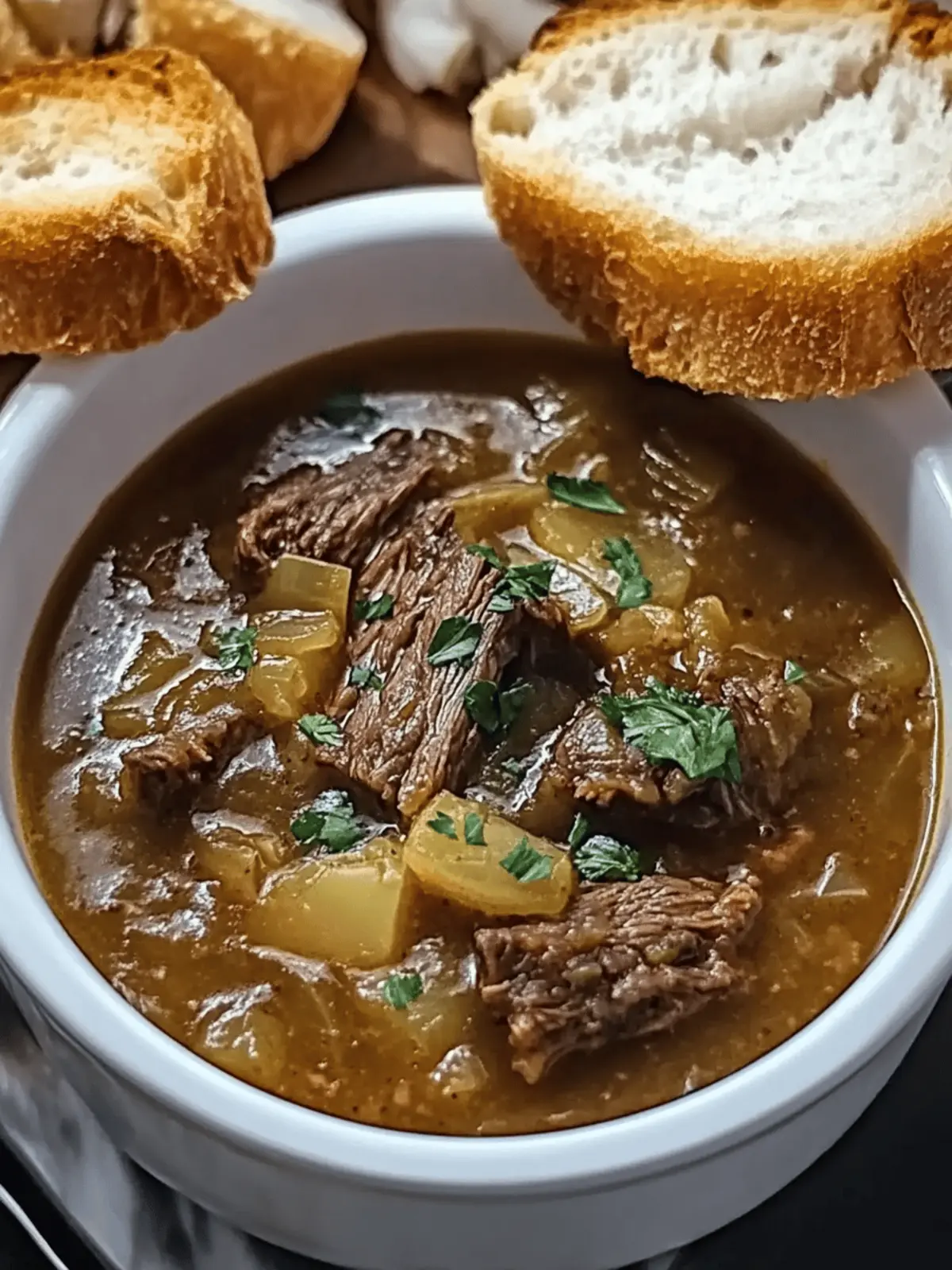 French Onion Beef Short Rib Soup