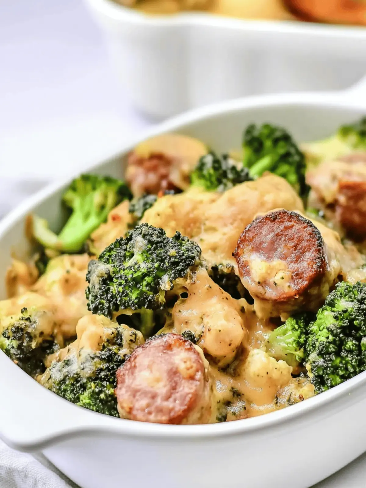 Keto Broccoli and Cauliflower Au Gratin With Sausage