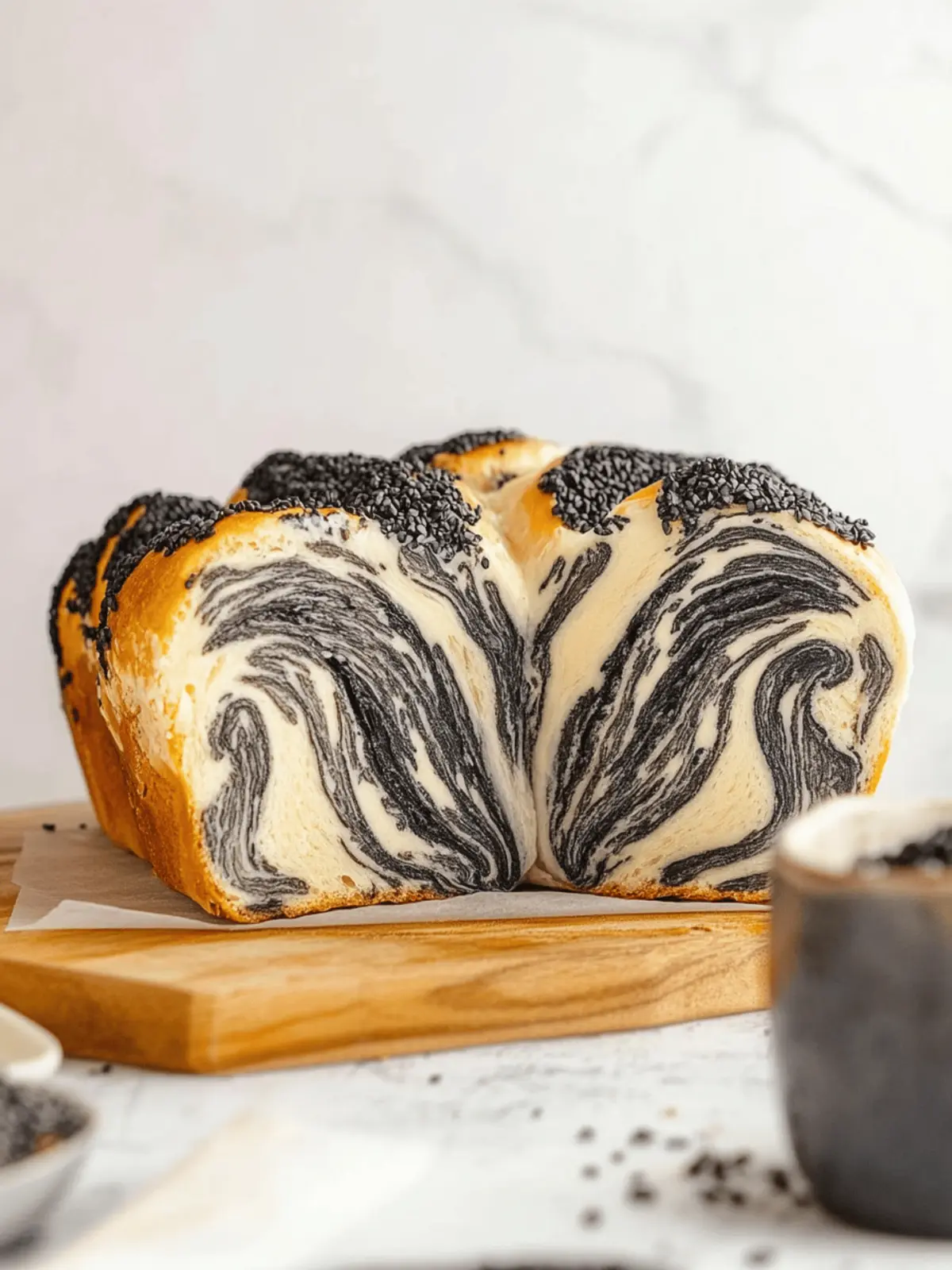 Black Sesame Marble Milk Bread