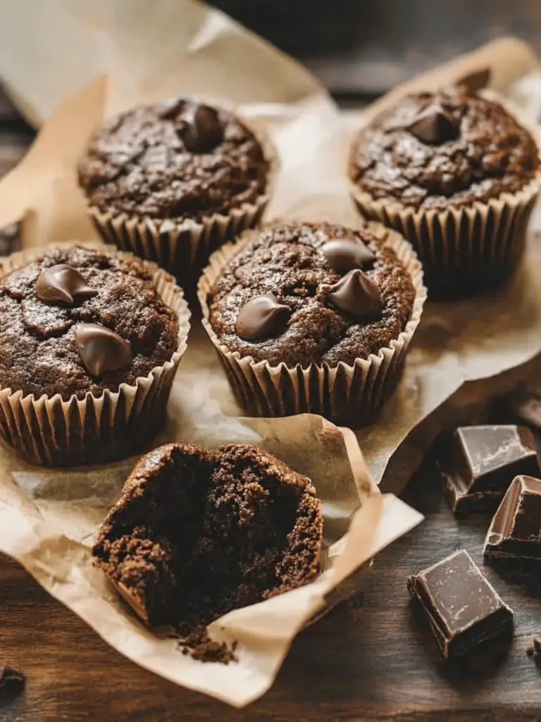 Double Chocolate Sourdough Muffins