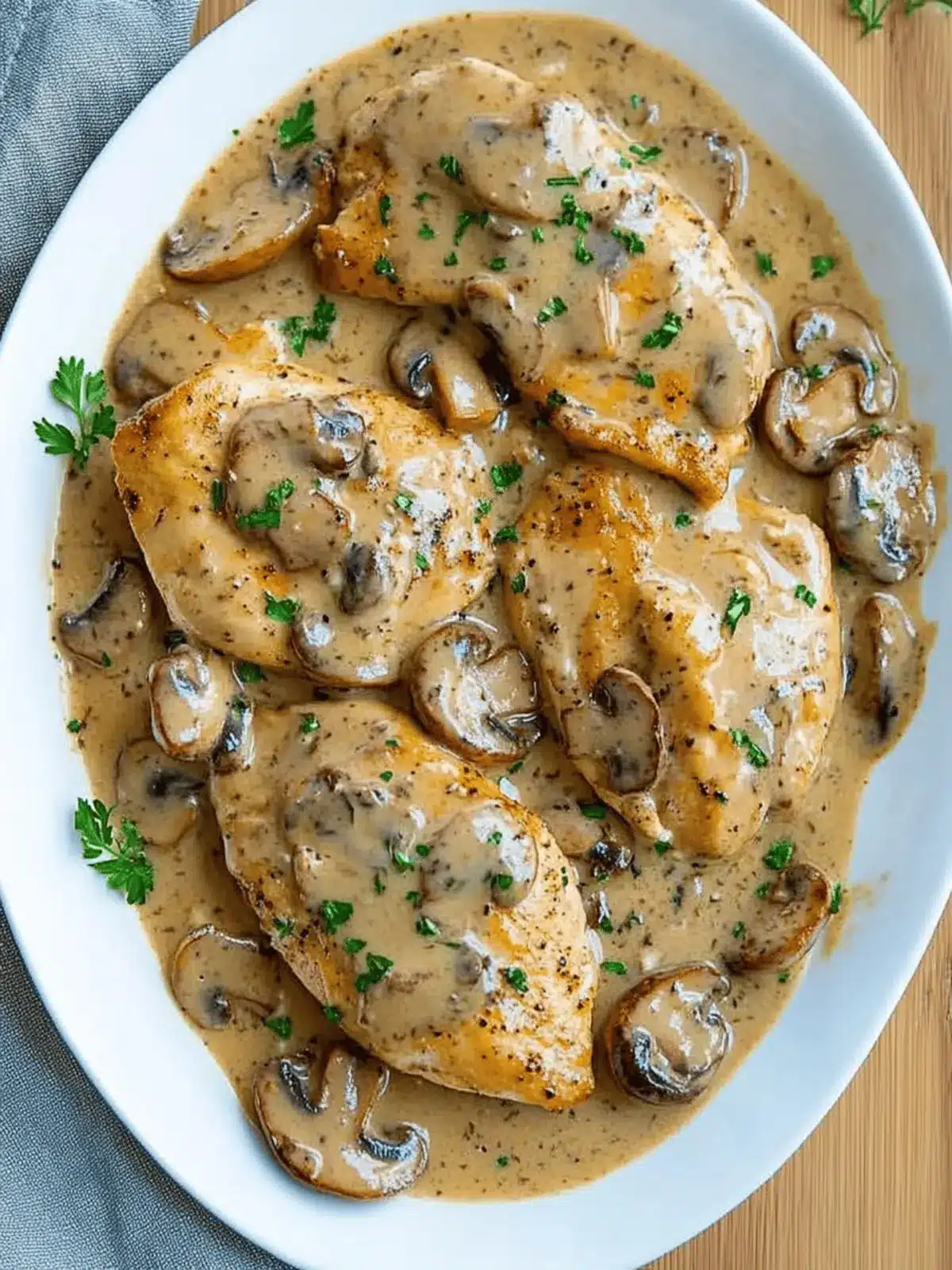 Chicken and Mushroom Skillet in a Creamy Asiago and Mustard Sauce