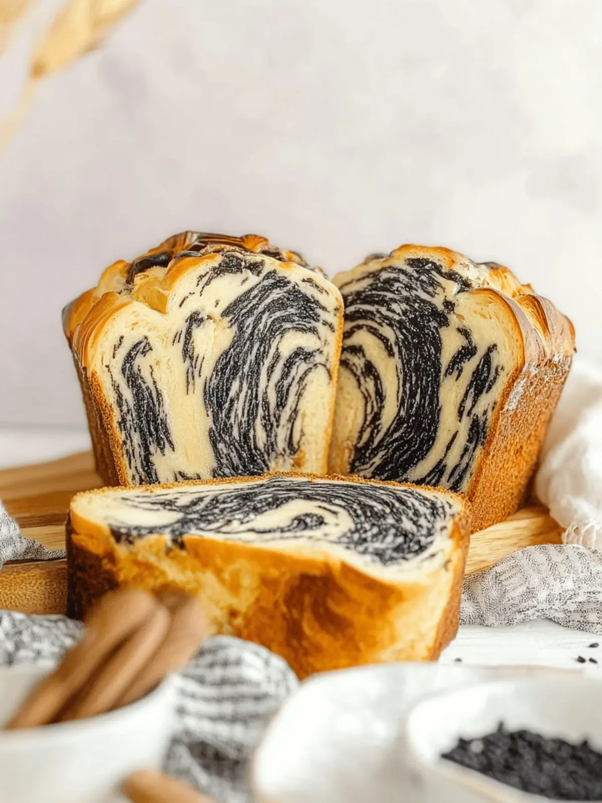 Black Sesame Marble Milk Bread