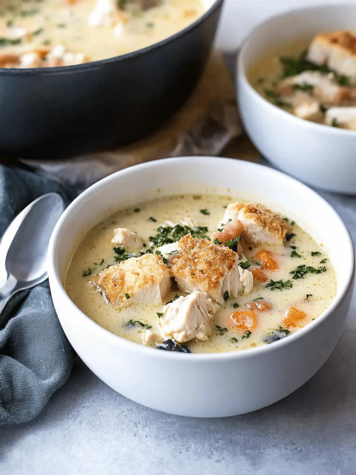 Cozy Chicken Cordon Bleu Soup with Crispy Croutons Delight 2 Chicken Cordon Bleu Soup