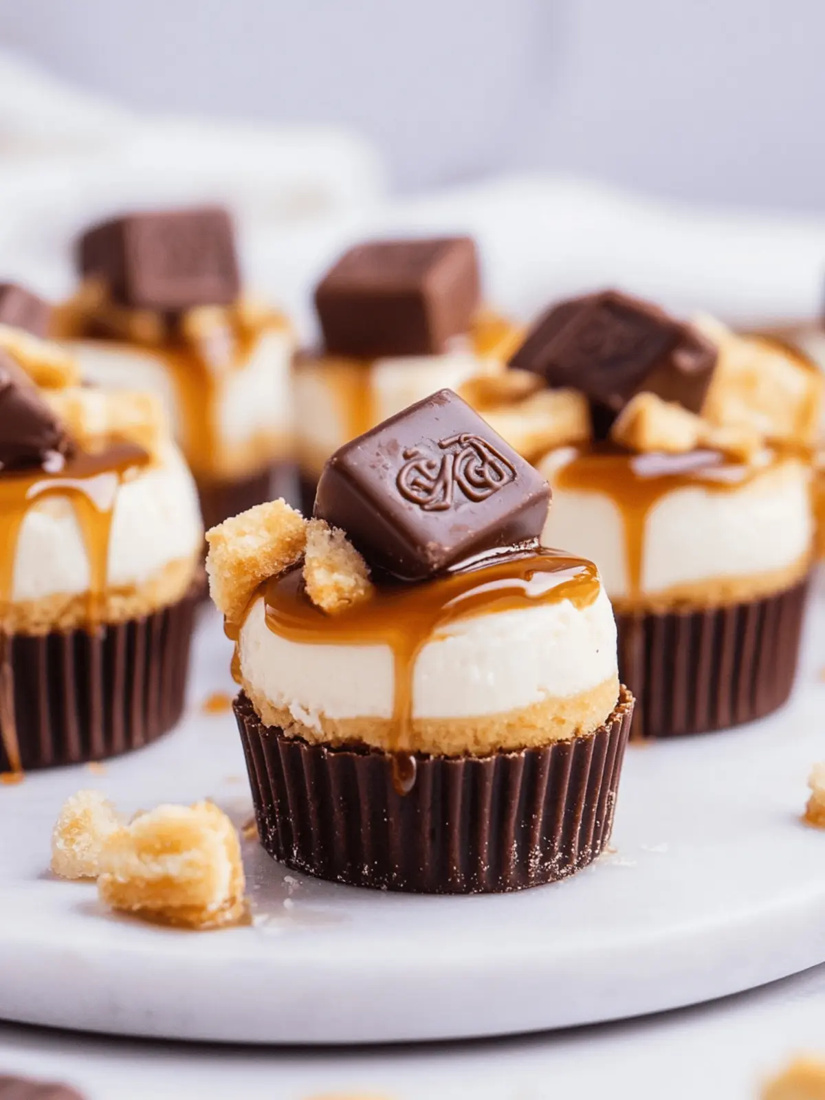 Mini Twix Cheesecakes: Irresistibly Easy No-Bake Delight 3 Mini Twix Cheesecakes