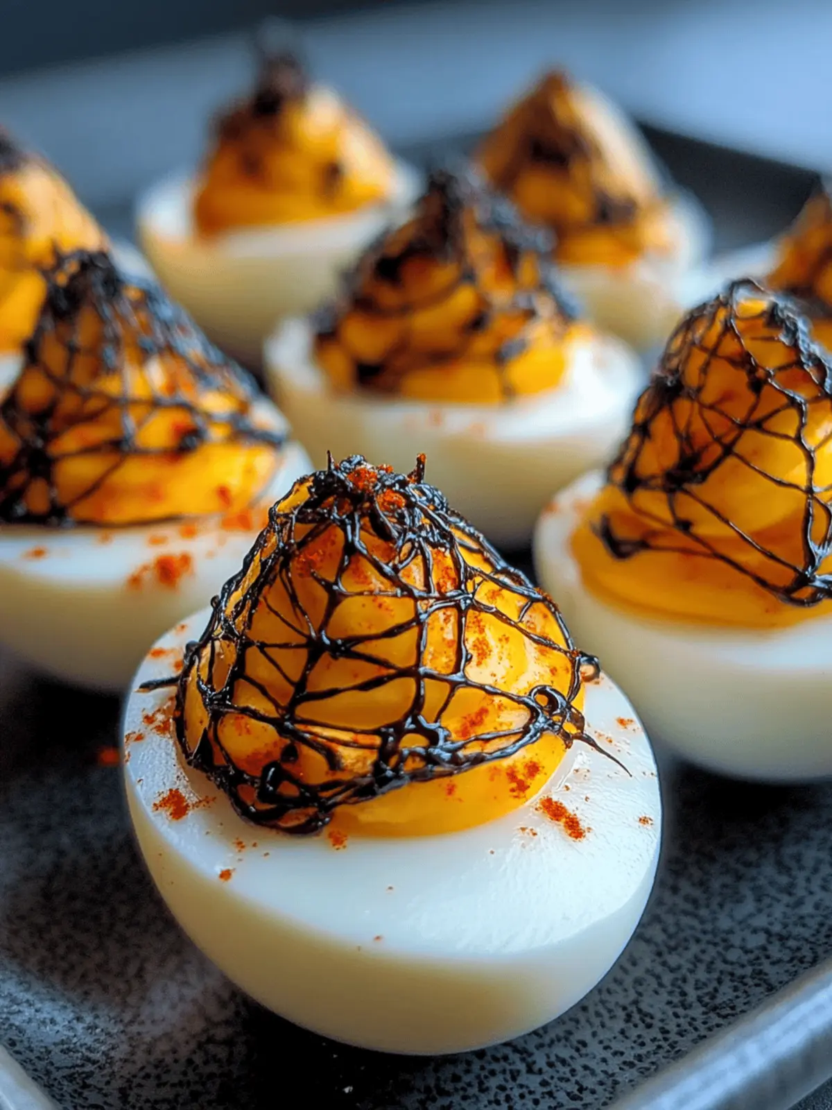 Spooky Spiderweb Deviled Eggs
