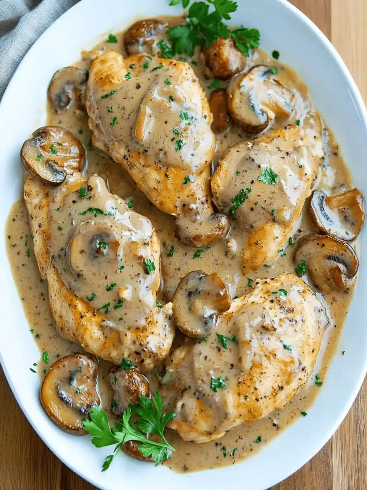 Chicken and Mushroom Skillet in a Creamy Asiago and Mustard Sauce