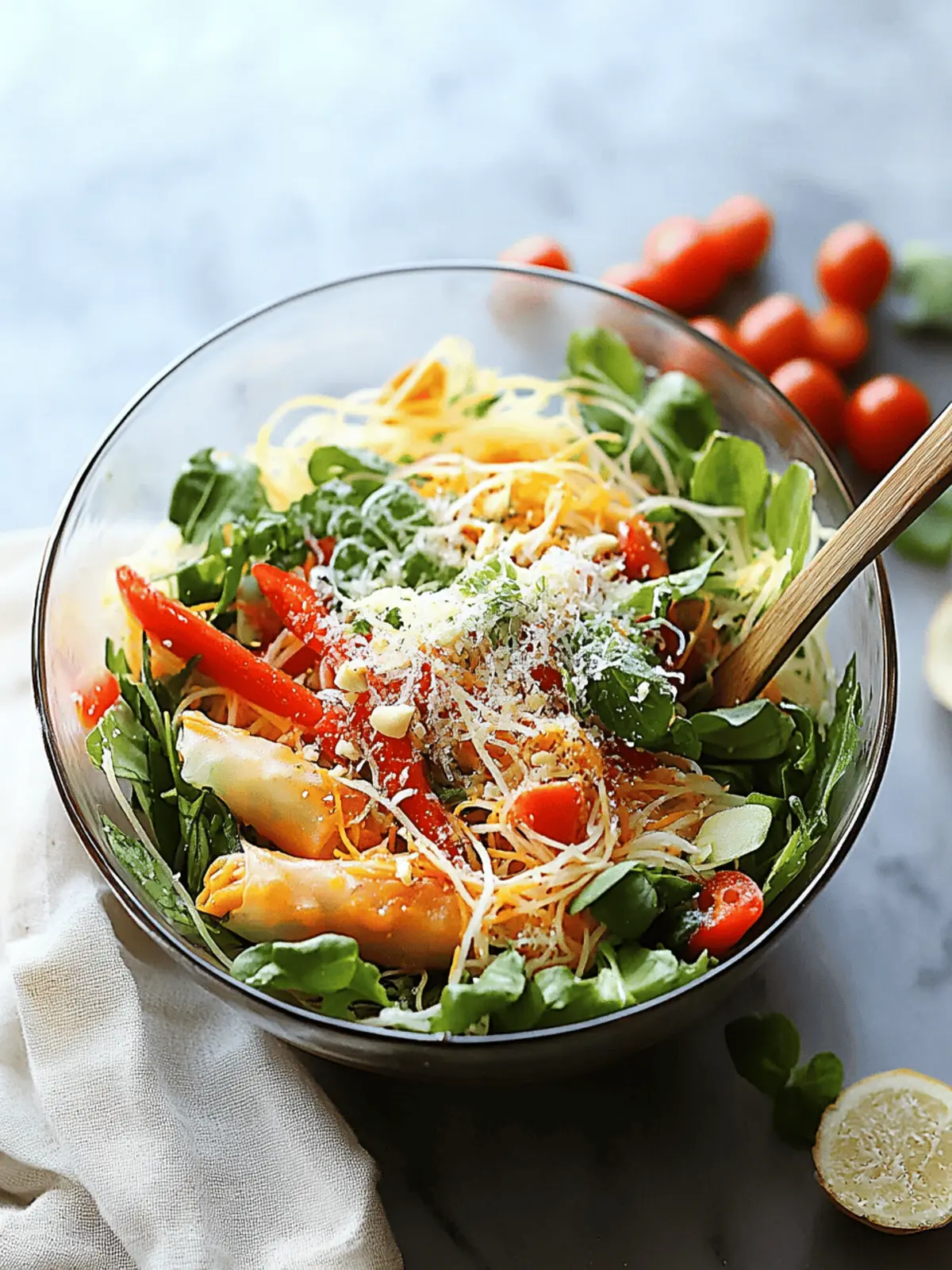 Spring Roll Salad with Spicy Ginger Dressing