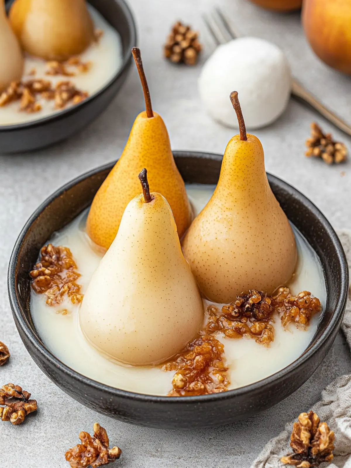 Vanilla Bourbon Poached Pears