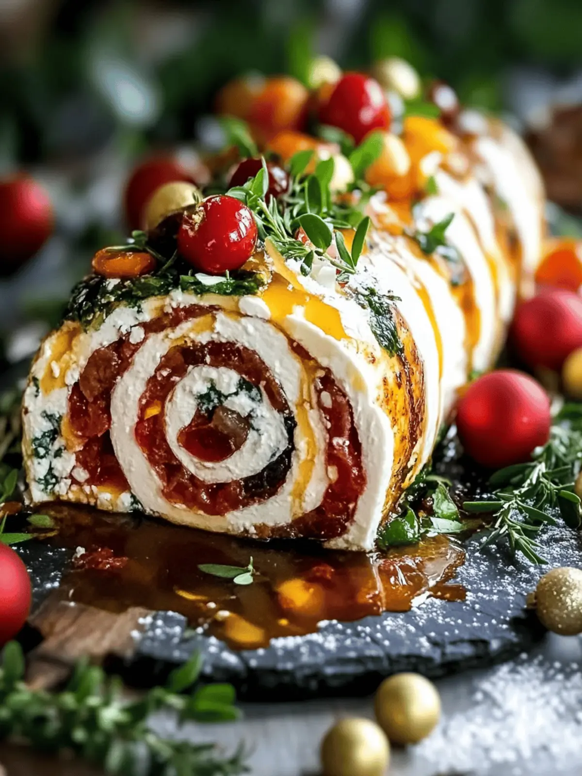 Holiday Antipasto Cream Cheese Log