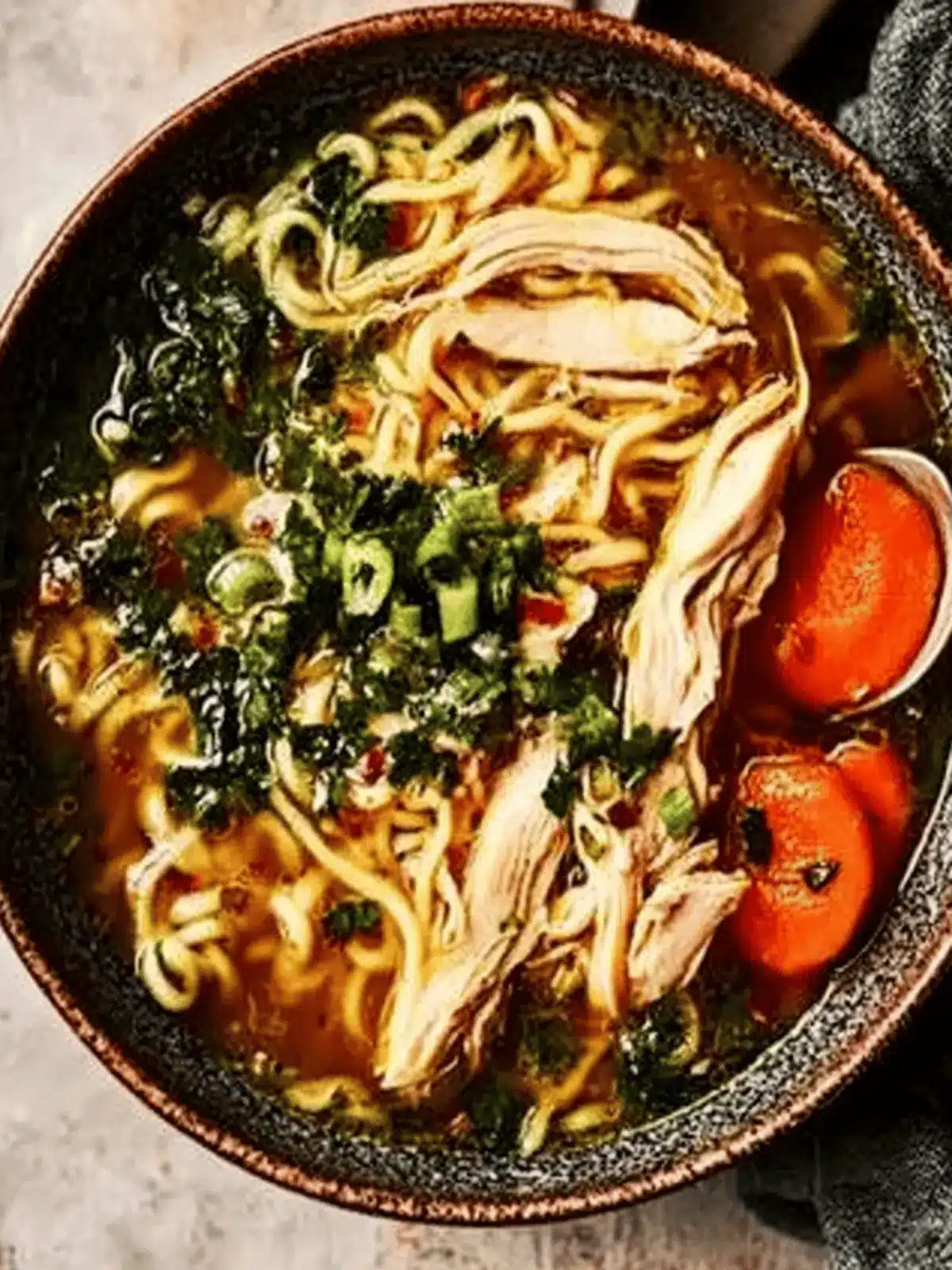 Aromatic Ginger Scallion Chicken Noodle Soup
