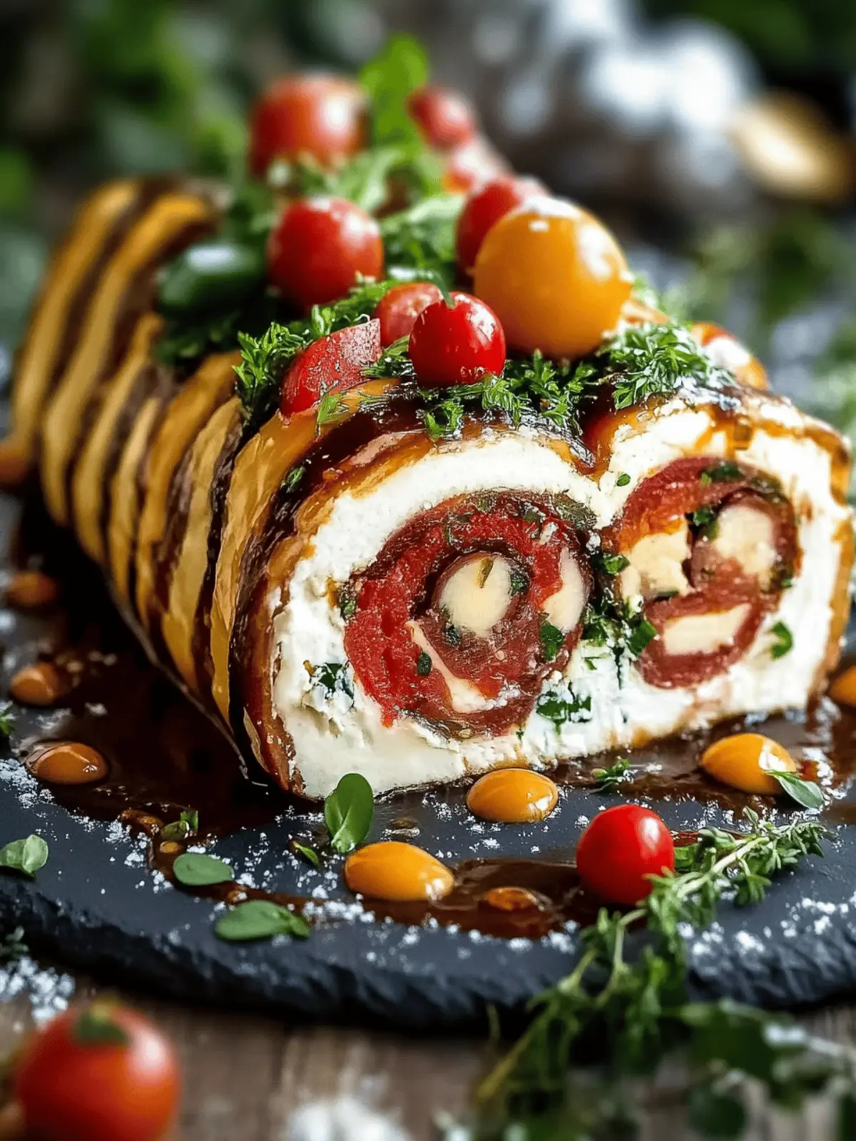 Holiday Antipasto Cream Cheese Log