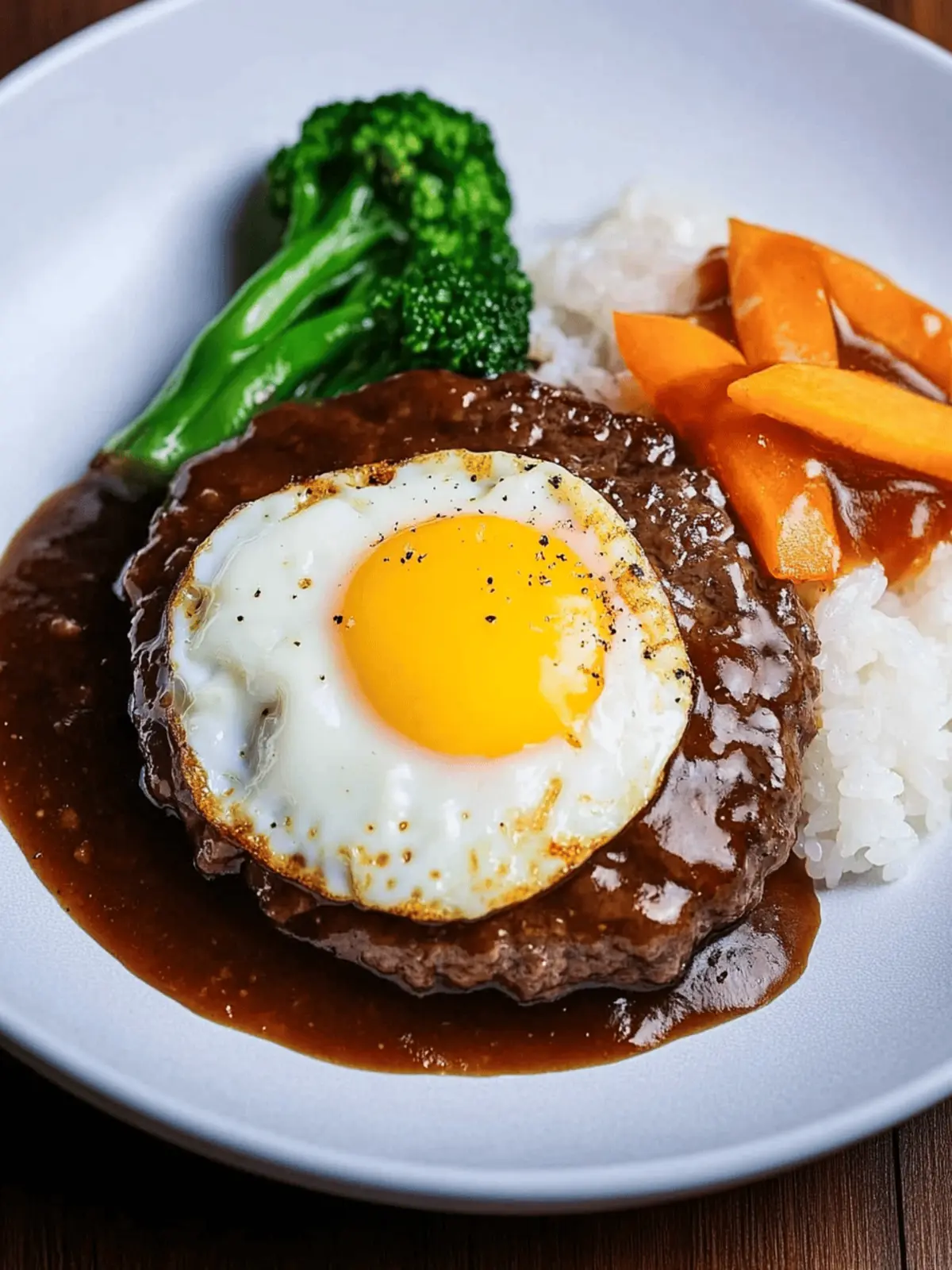 Japanese Hamburger Steak with Egg and Rice
