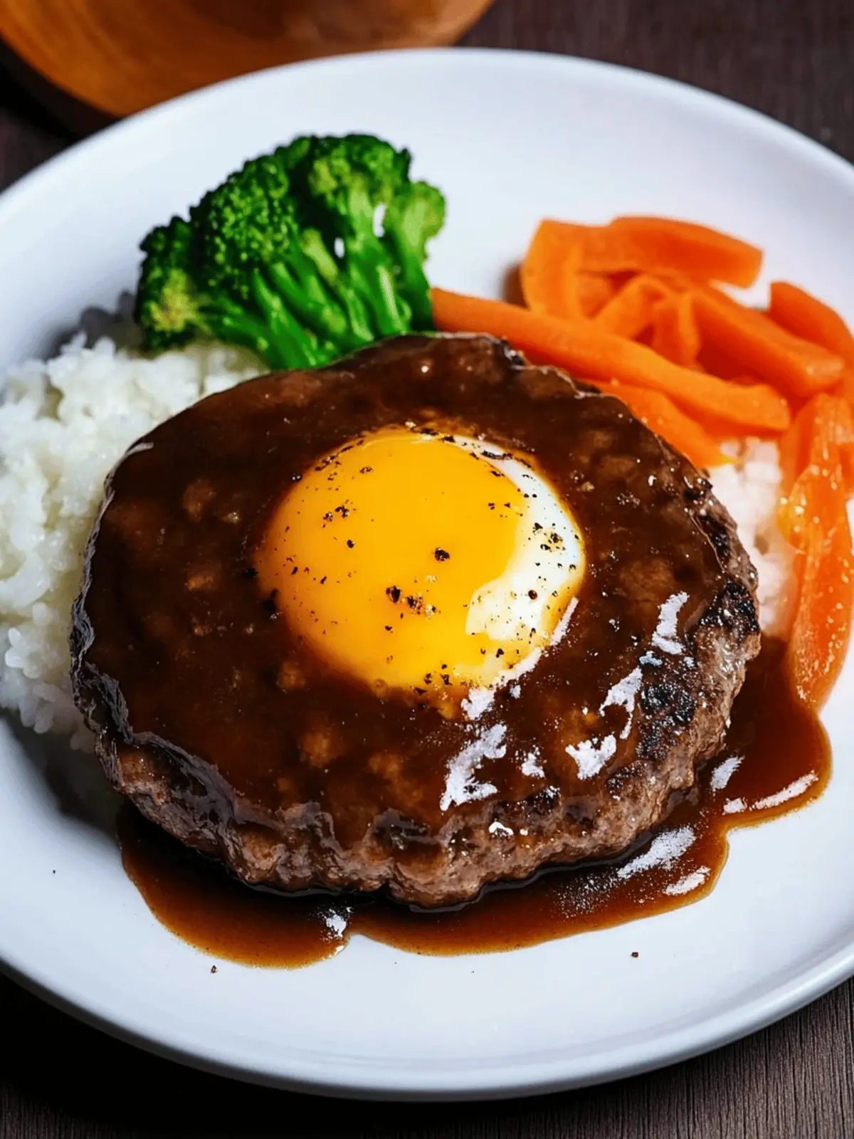 Japanese Hamburger Steak with Egg and Rice