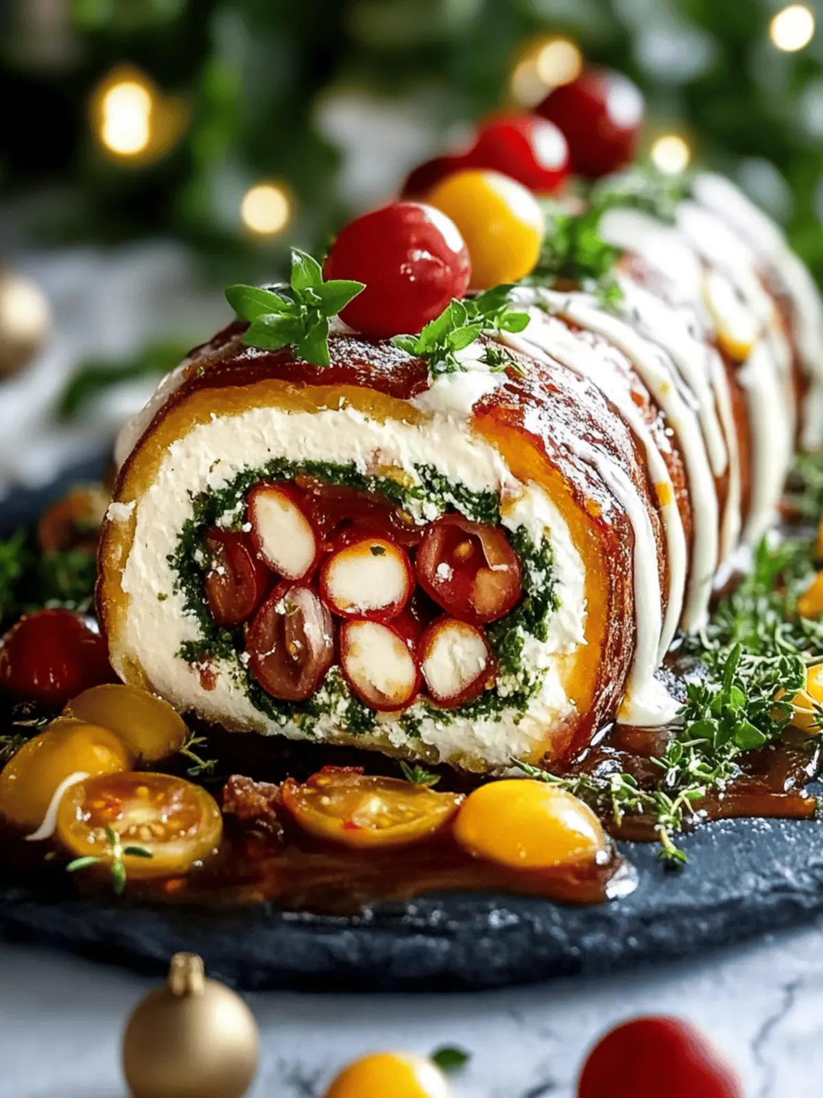 Holiday Antipasto Cream Cheese Log