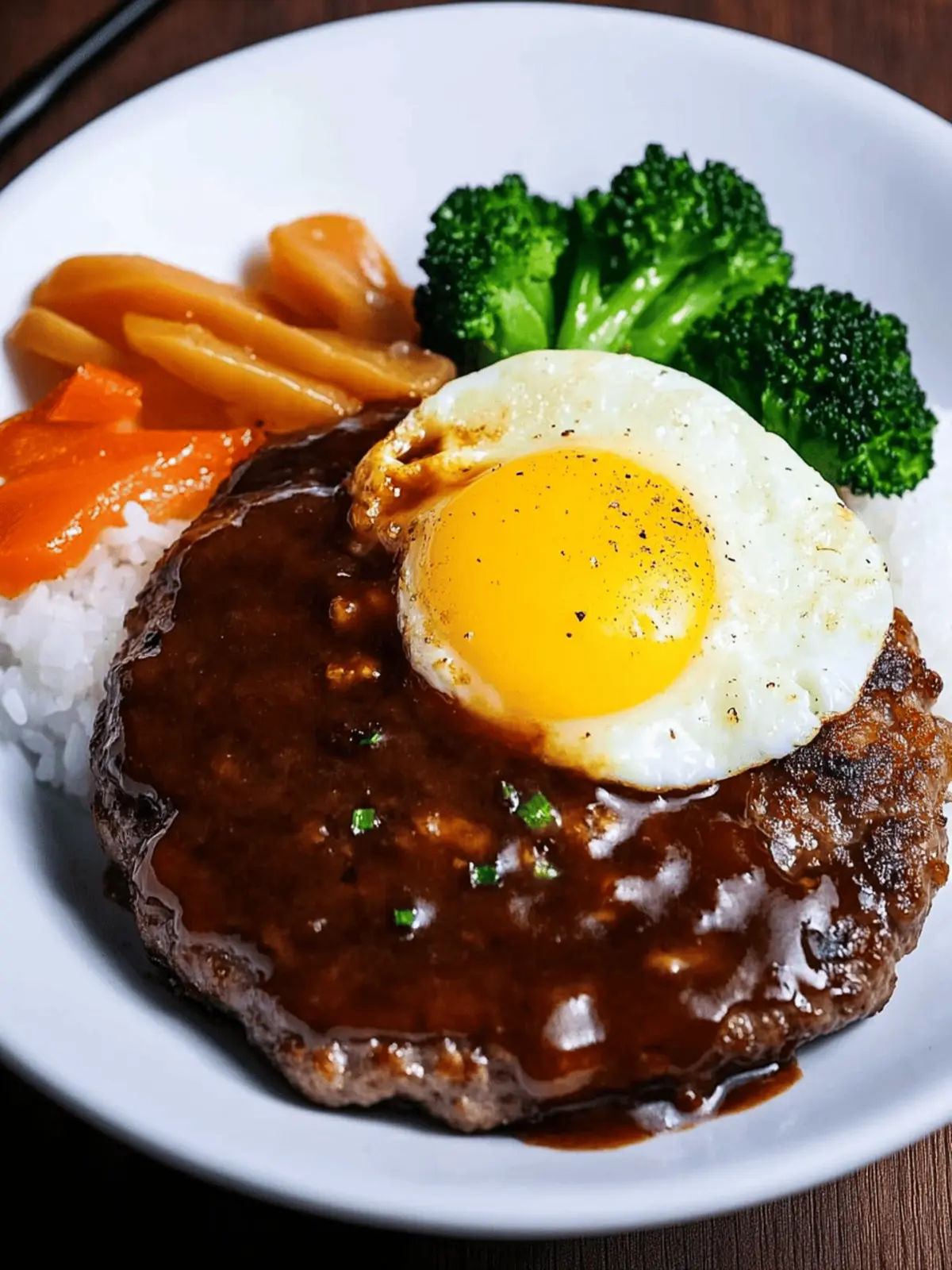 Japanese Hamburger Steak with Egg and Rice