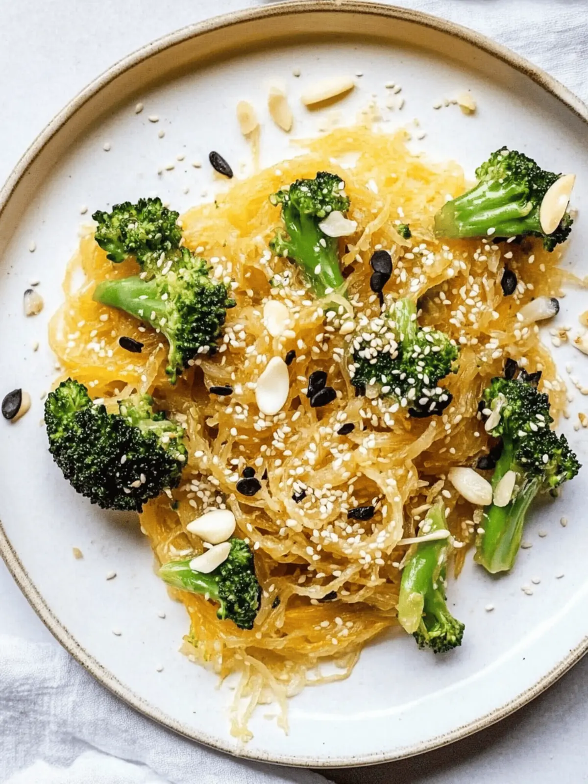 Sesame Spaghetti Squash Noodles with Broccoli