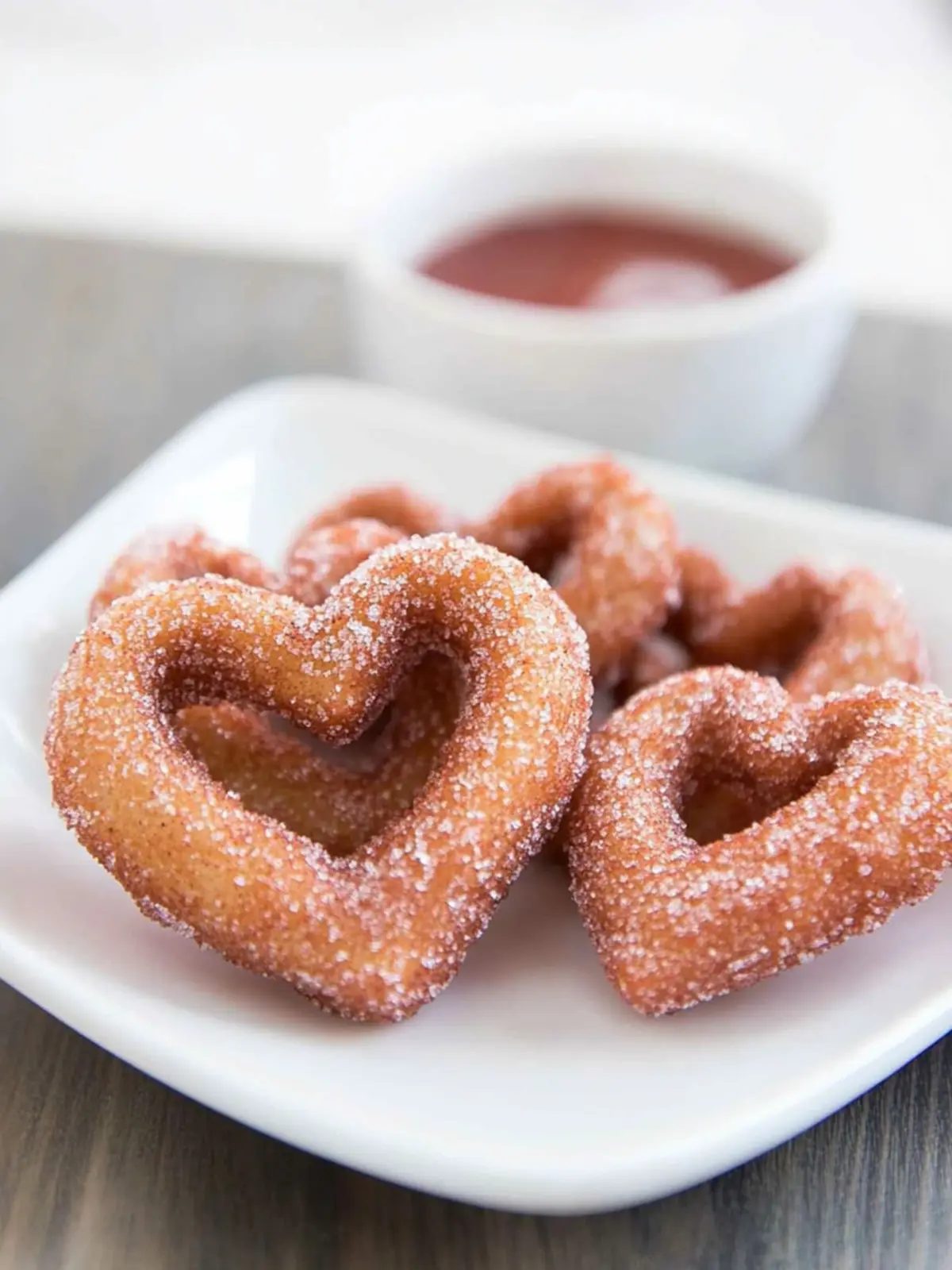 Sweetheart Heart-Shaped Churros with Strawberry Sugar Bliss 3 Heart-Shaped Churros Coated with Strawberry Sugar