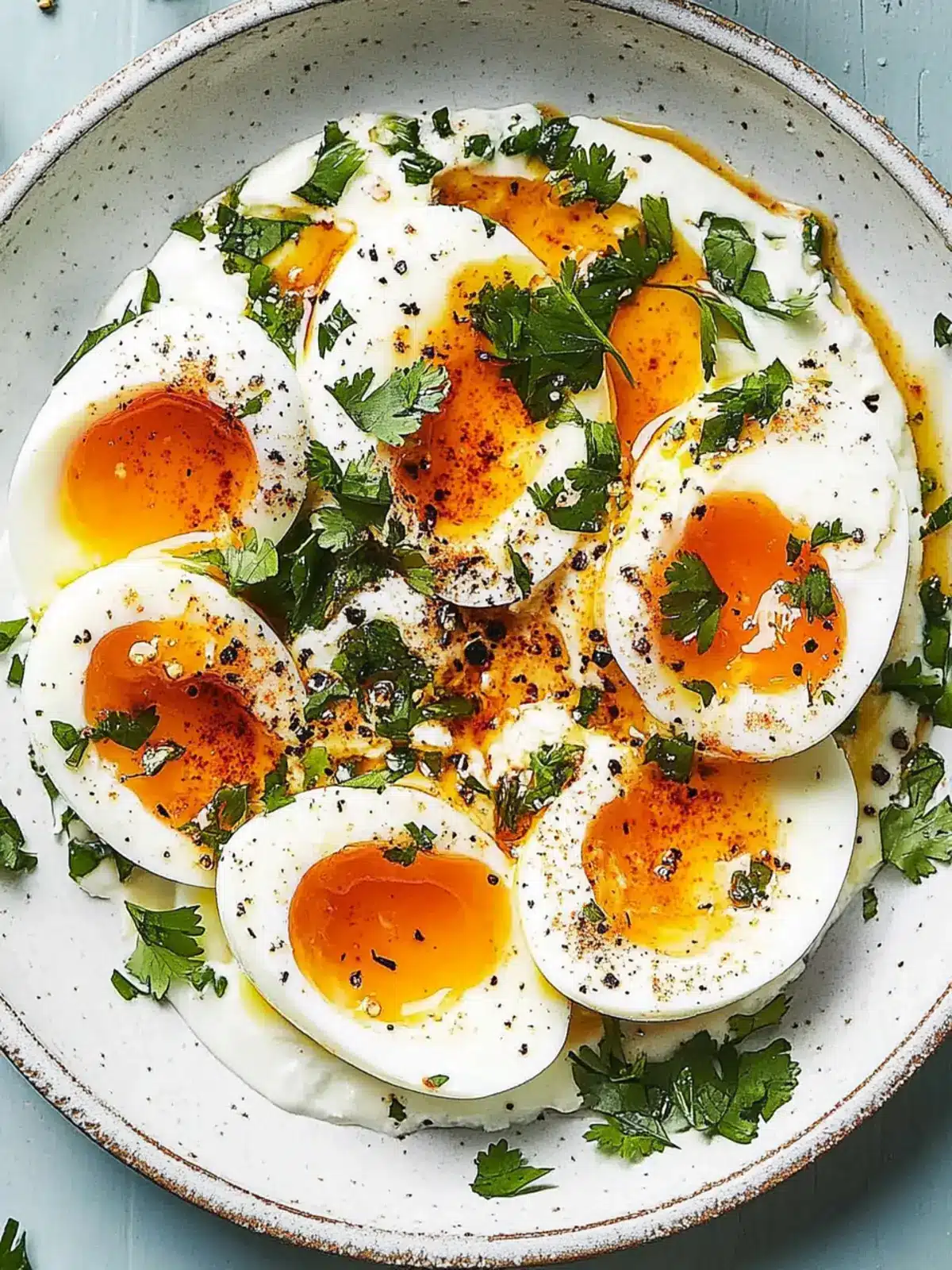 Jammy Eggs with Chili Butter and Garlic Yogurt