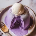 Ube Lava Cake with Vanilla Ice Cream