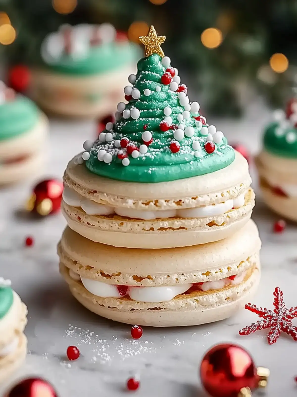 Delicious Christmas Tree Cake Macarons for Holiday Cheer 3 Christmas Tree Cake Macarons