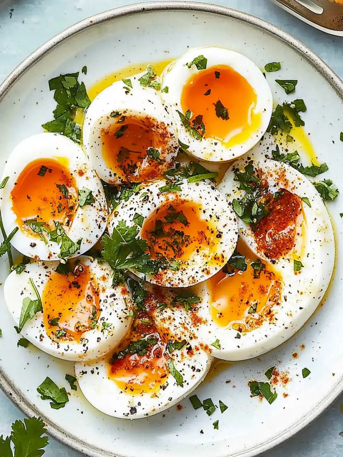 Jammy Eggs with Chili Butter and Garlic Yogurt