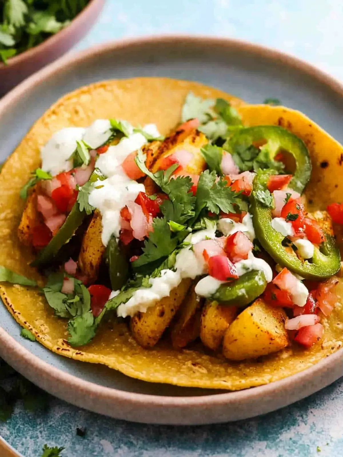 Crispy Potato Tacos with Jalapeño Cilantro Sauce Bliss 5 Potato Tacos with Jalapeño Cilantro Sauce