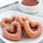 Heart-Shaped Churros Coated with Strawberry Sugar