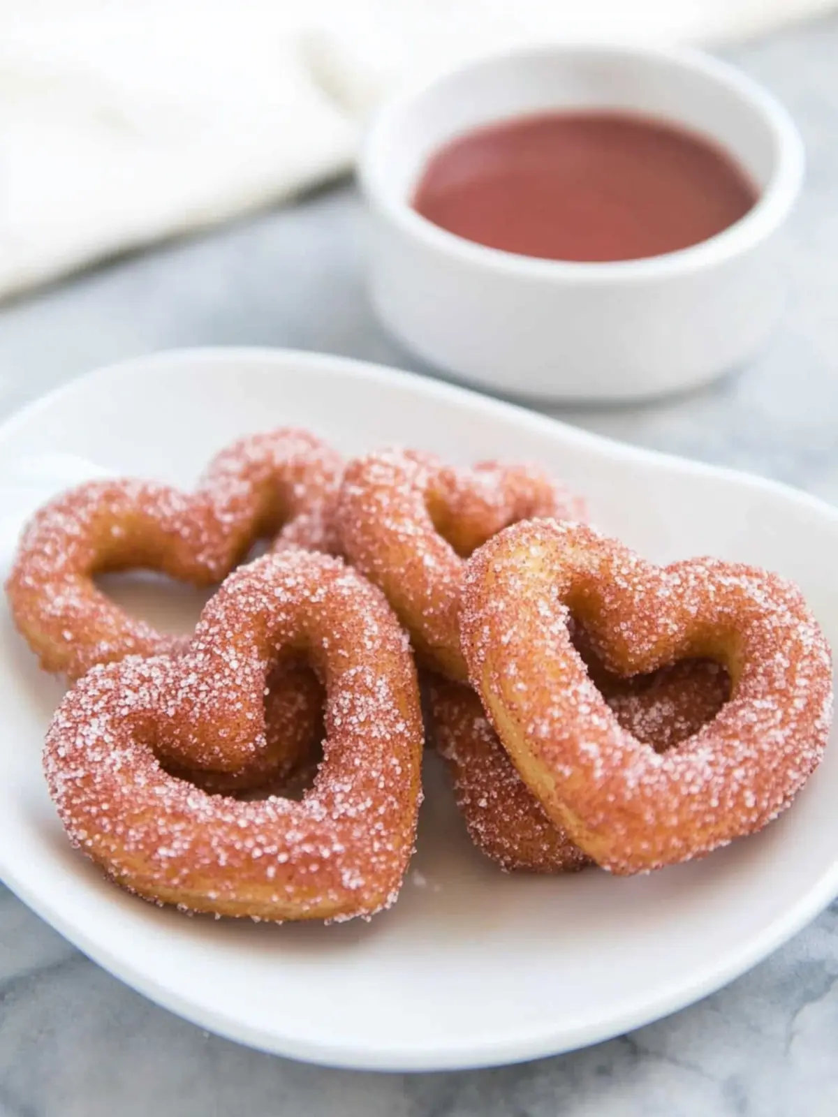 Sweetheart Heart-Shaped Churros with Strawberry Sugar Bliss 5 Heart-Shaped Churros Coated with Strawberry Sugar