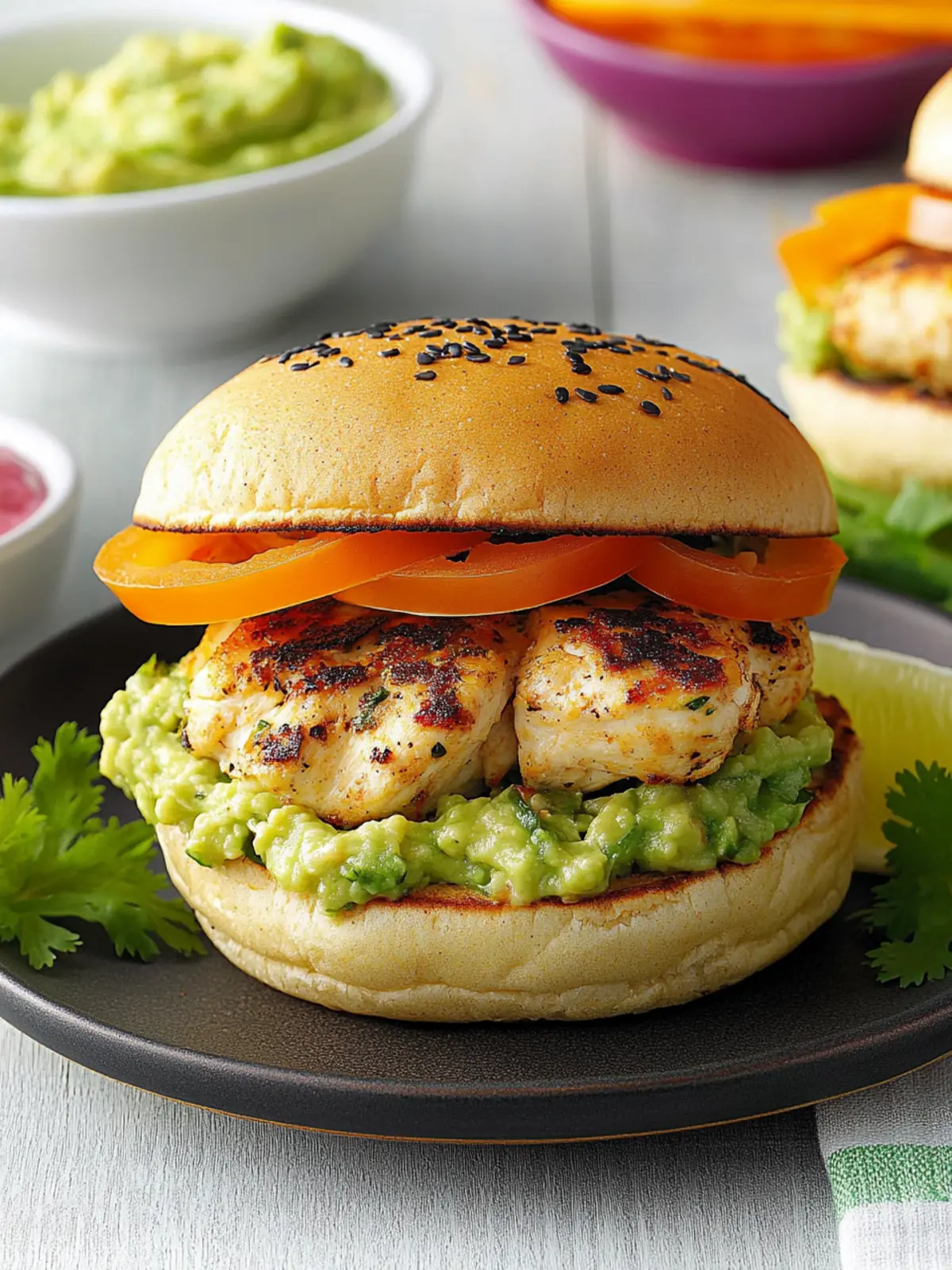 Cheddar Jalapeño Chicken Burgers with Guacamole Bliss 2 Cheddar Jalapeño Chicken Burgers with Guacamole
