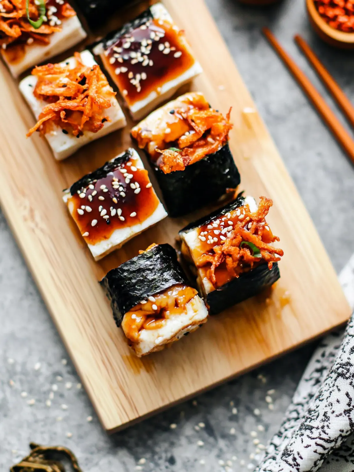 Teriyaki Tofu Nigiri with Crispy Shallots: A Flavor Adventure 4 Teriyaki Tofu Nigiri with Crispy Shallots