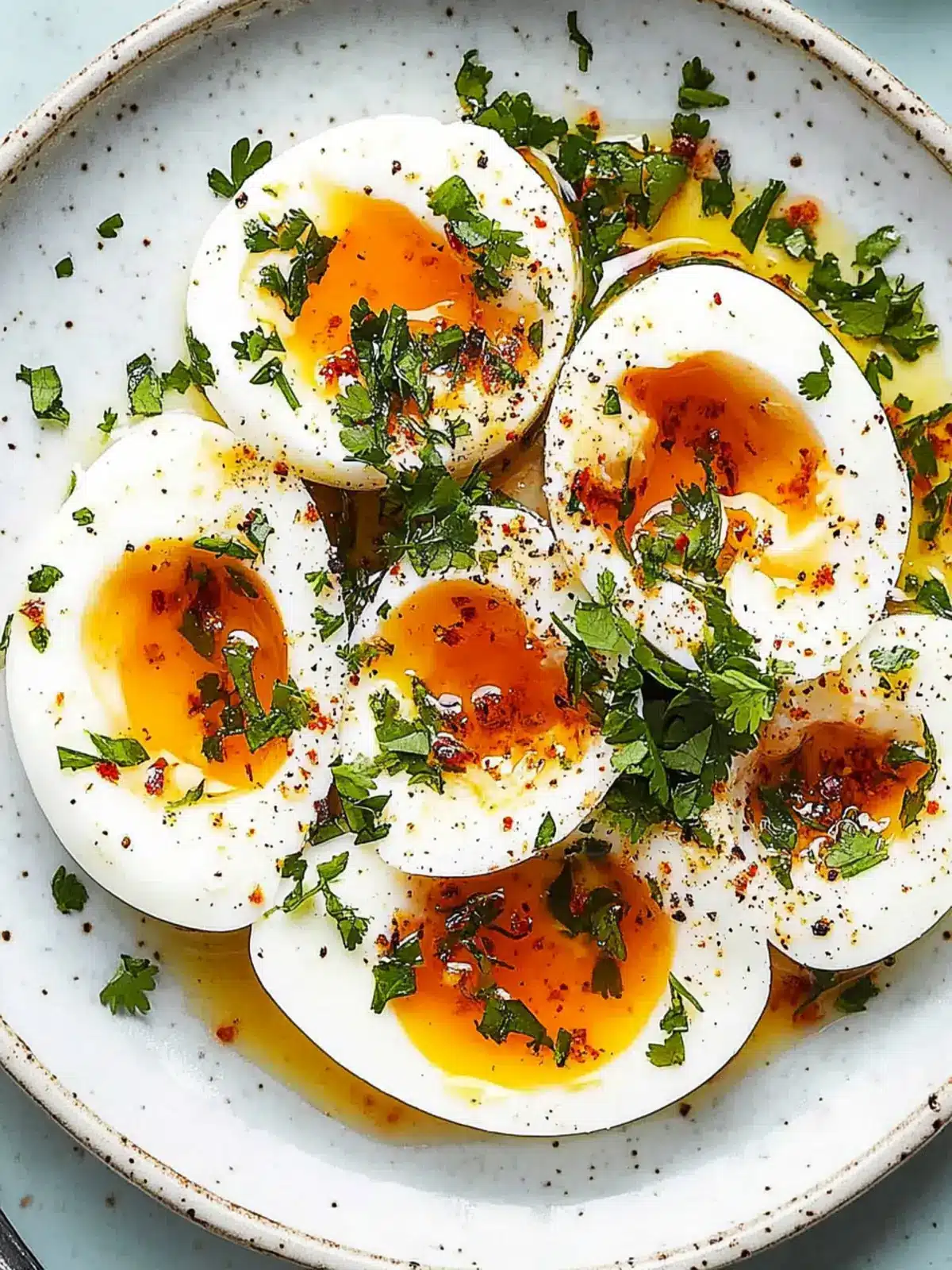 Jammy Eggs with Chili Butter and Garlic Yogurt