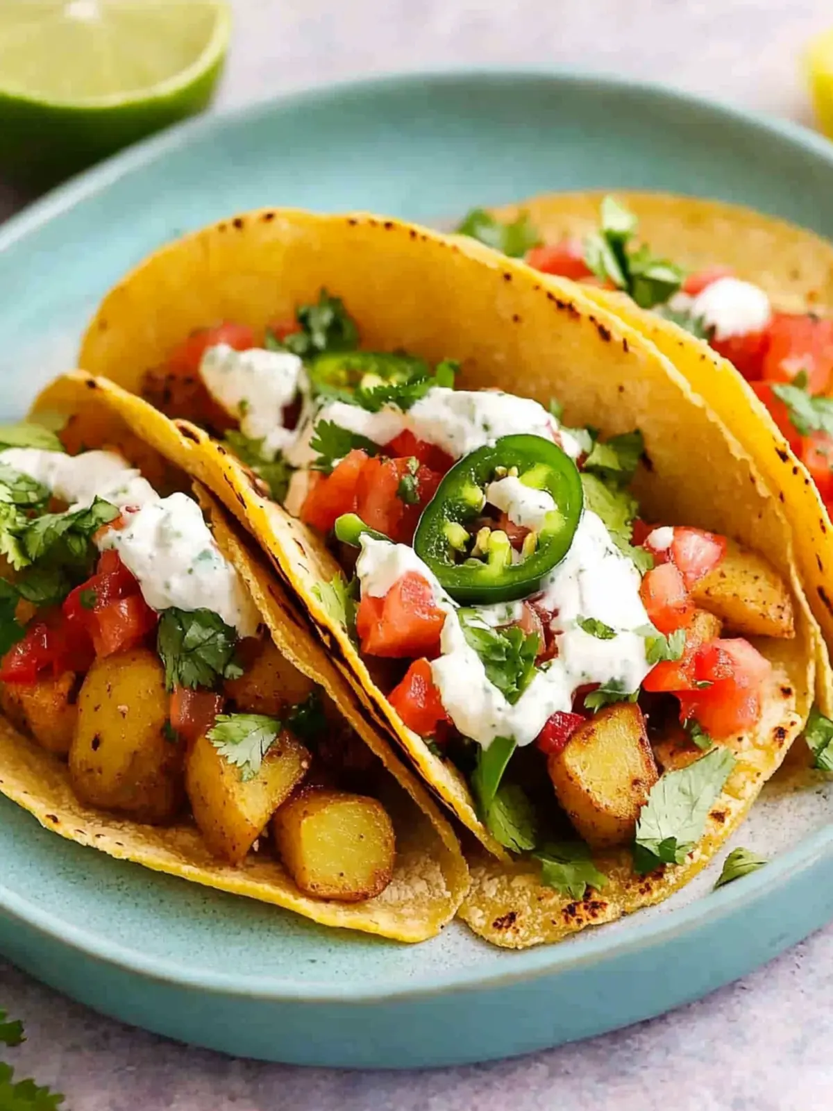 Crispy Potato Tacos with Jalapeño Cilantro Sauce Bliss 4 Potato Tacos with Jalapeño Cilantro Sauce