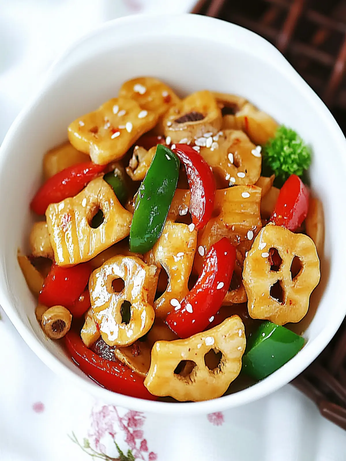 Stir-fried Lotus Root with Peppers and Mushrooms Bliss 3 Stir-fried Lotus Root with Peppers and Mushrooms