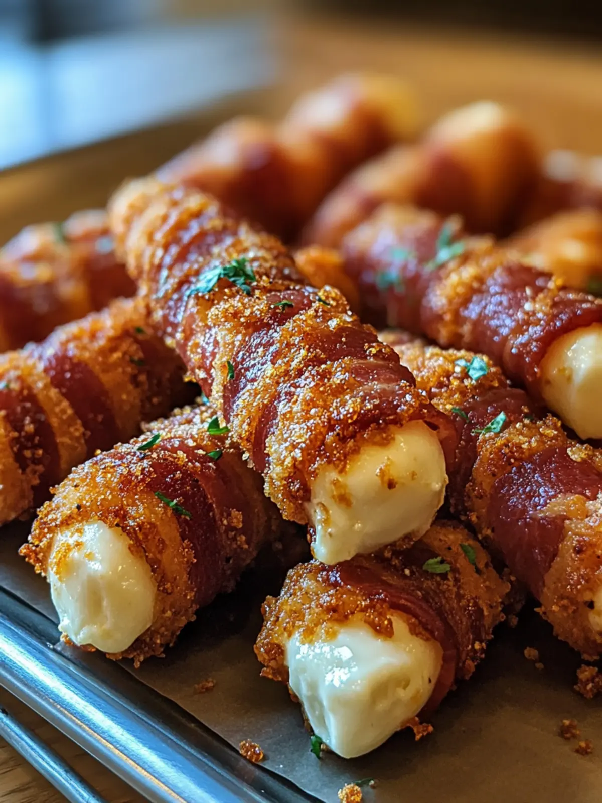 Savor Nashville Hot Bacon Wrapped Mozzarella Sticks Tonight 3 Nashville Hot Bacon Wrapped Mozzarella Sticks