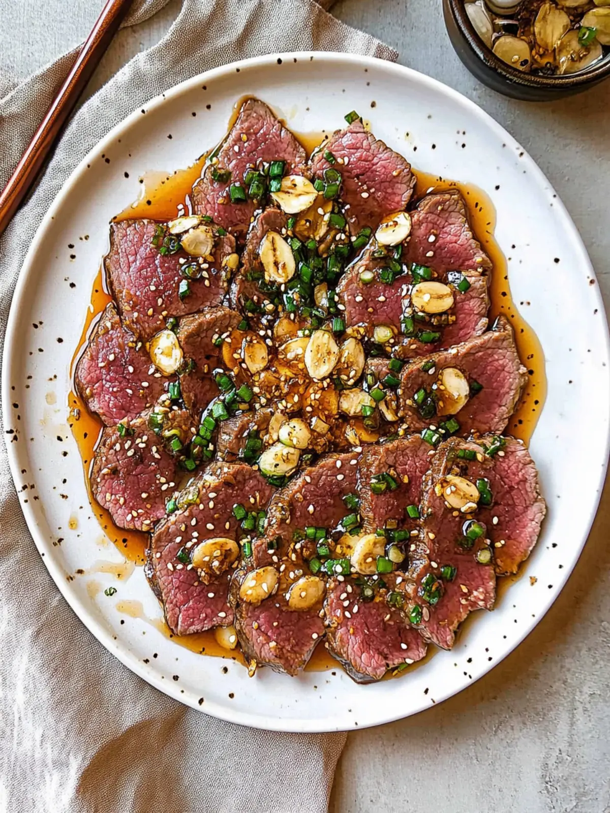 Beef Tataki with Garlic Chips & Ponzu: A Flavor Explosion 2 Beef Tataki with Garlic Chips & Ponzu