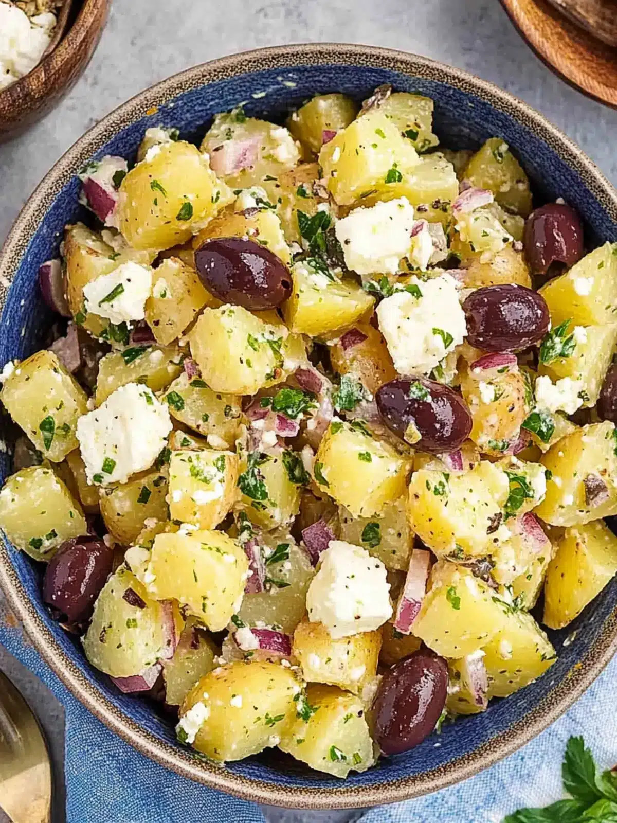 Delicious Greek Potato Salad with Feta, Olives & Zesty Vinaigrette 4 Greek Potato Salad with Feta, Olives & Zesty Herb Vinaigrette