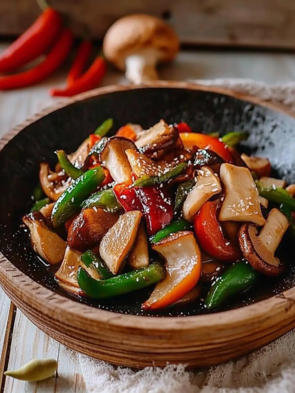 Tasty King Oyster Mushroom Stir-Fry with Crunchy Cashews 2 King Oyster Mushroom