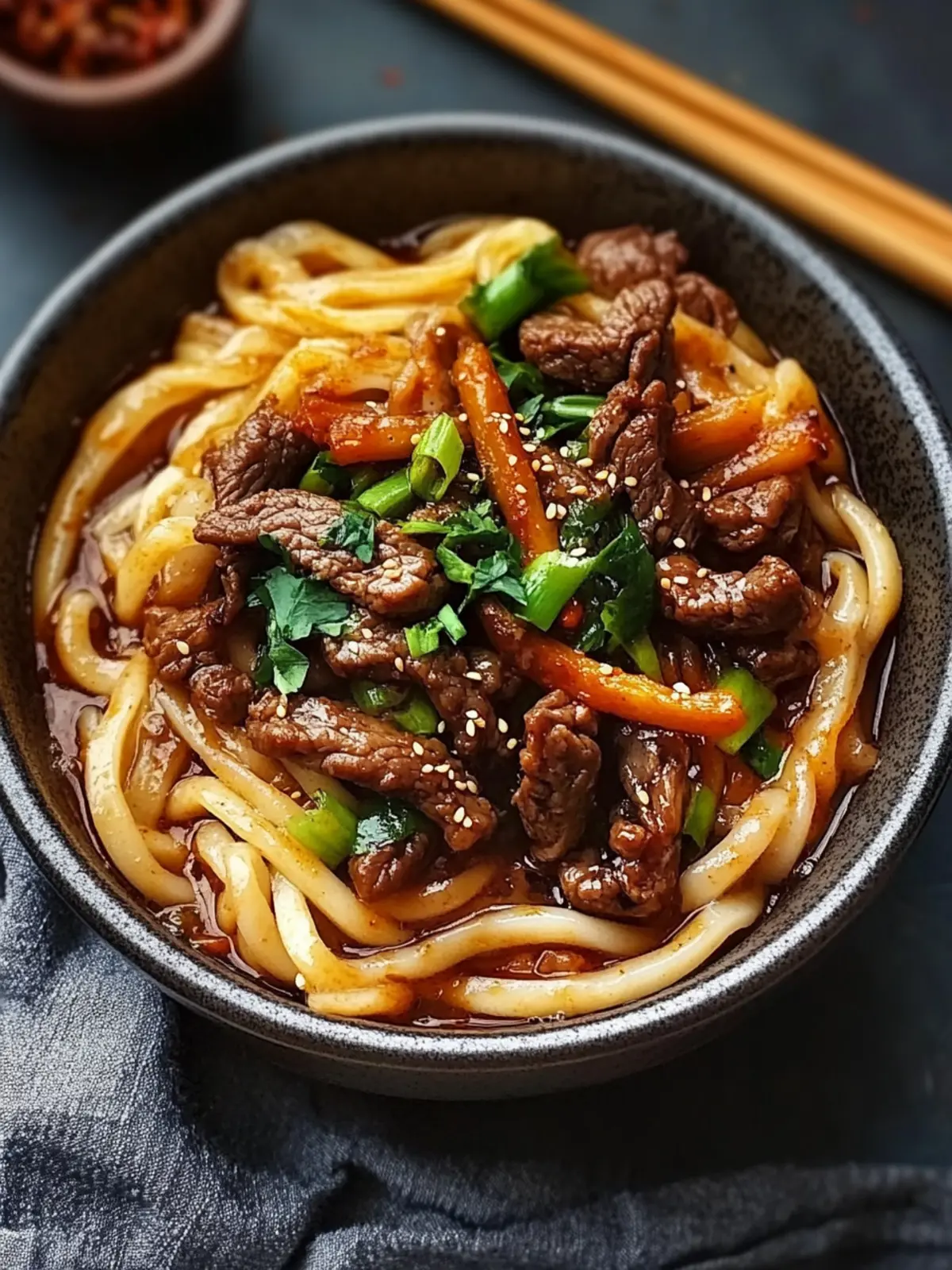 Savory Black Pepper Beef Udon in Just 30 Minutes! 4 Black Pepper Beef Udon